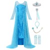 ReliParty Little Girls Snow Princess Dress Costume and Accessories, Blue,150