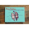 Cute Otters Holding Hands Christmas Card - "Merry Christmas to
