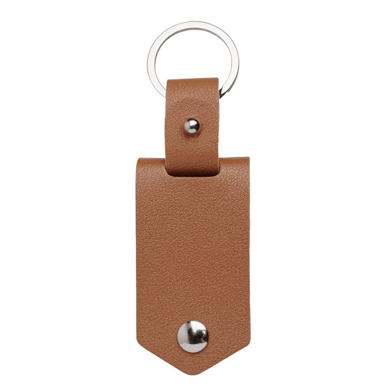 PU Tan Leather Blank Photo Fob Keyring Picture Keychain Frame