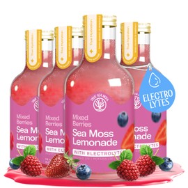 True Sea Moss Mixed Berry Lemonade – Single Flavor Pack with Classic & Electrolyte Formula Variation – Hydration Drink – 4 × 12 fl oz Bottles – Made in USA