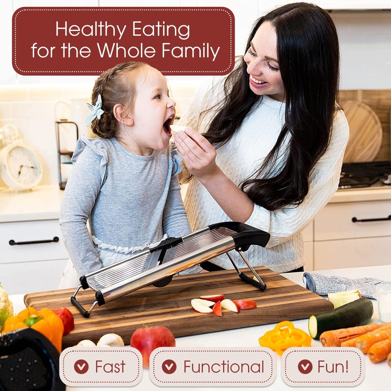Stainless Steel Mandoline Slicer for Kitchen – 6-Setting Adjustable, 16.5
