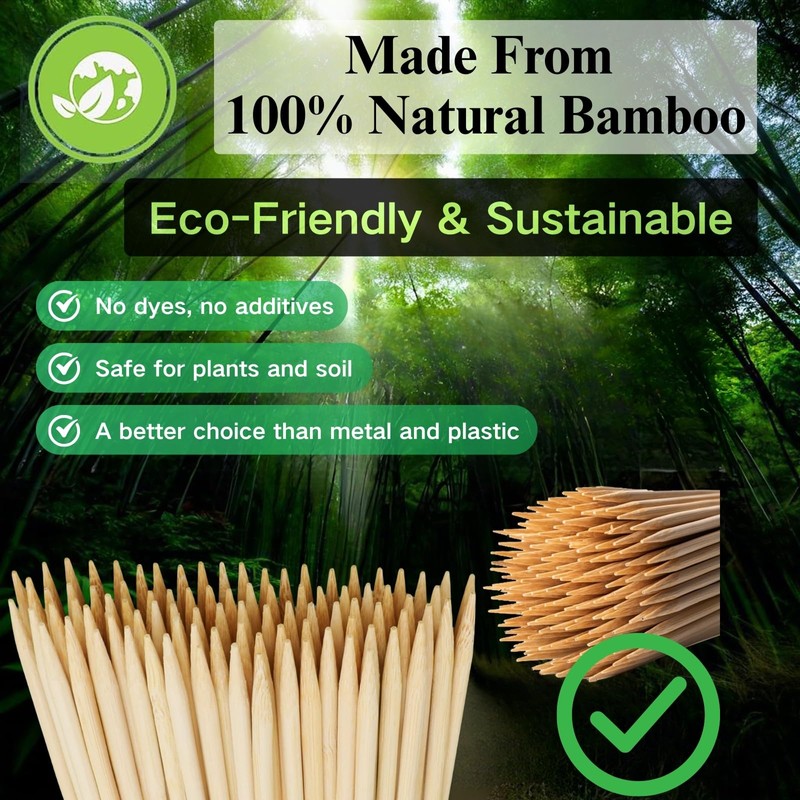 100 PCS 2FT (24 Inch) Bamboo Plant Stakes – Natural