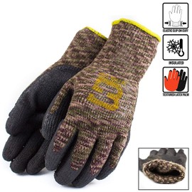 TS BGWLAC Winter Insulated Rubber Latex Coated Work Gloves, Crinkle Pattern, 6 Pairs/Pack (Medium, Military Brown)