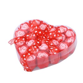 WOONEKY Luxury 24 Count Rose Scented Bath Soap Heart Box Presentation for Shower Hand Wash and Giving