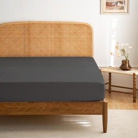 Funky Gadgets Fitted Sheets King Size Charcoal Deep Pocket 10 Inch (25cm) 90 GSM Soft Brushed Microfiber Bed Sheets Easy Care Bottom Sheet (152 X 200cm)