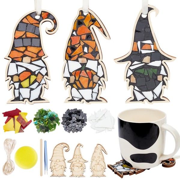 WEBEEDY 3 Pcs Gnome Design Mosaic Making Kit DIY Glass