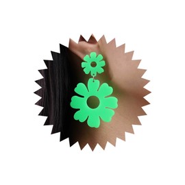 Inateannal Boho Acrylic Flower Drop Earrings Green Large Flower Dangle Earrings Double Daisy Flower Earrings Exaggerate Hollow Floral Earrings Jewelry for Women and Girls