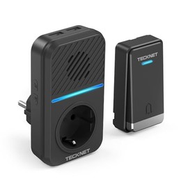 TECKNET Wireless Doorbell 400M Wireless Doorbell Self Powered IP65 Waterproof Electronic Doorbell Kit with External USB Sockets and LED Light 60 Melodies 5 Volume Levels