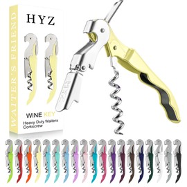 HYZ 2-Pack Wine Opener Waiter Corkscrew, Professional Wine Key for Servers, Bartender with Foil Cutter, Manual Wine Bottle Opener Double Hinged (Light Yellow)