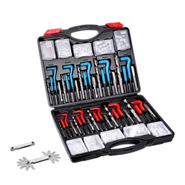 Happybuy Helicoil Thread Repair Kit, 338-Piece SAE and Metric Rethreading Tool Kit, M5, M6, M8, M10, M12, 1/4", 5/16", 3/8", 7/16", 1/2", HSS Drill Bits Thread Inserts Taps Breakoff Installation Tools
