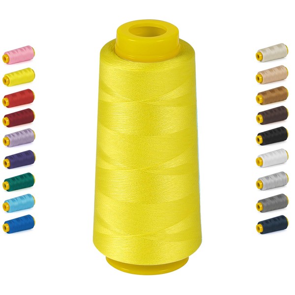 StiVerse 1800 Yards Serger Thread-Yellow, All Purpose Thread for Sewing,