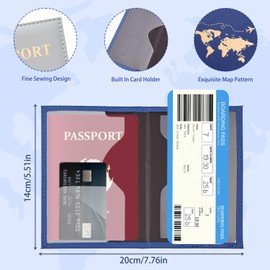 GIKPAX 2 Pack Passport Cover, PU Leather Passport Holder, Travel Wallet for Passport, Ticket Card, Boarding Passes, Credit Card, Business Cards, Grey and dark blue, Modern