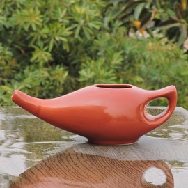 Ancient Impex Ceramic Neti Pot for Nasal Cleansing | Neti Pot with 5 Sachets of Neti Salt + Instructions Leaflet | Natural Treatment for Sinus, Infection and Congestion (Brown)