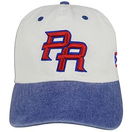 Puerto Rico PR Flag Hat Dad Embroidered Cap Baseball Curved Unstructured Bill (Natural/Blue)