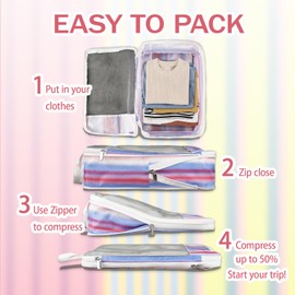 7 Pcs Compression Packing Cubes Travel for Suitcases, Luggage Organizer Washable Storage Bags Set for Backpack Travel- Packaging Cubes for Carry-Ons and Storage