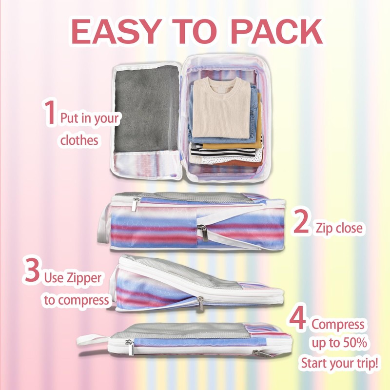 7 Pcs Compression Packing Cubes Travel for Suitcases, Luggage Organizer