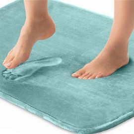 Gorilla Grip Thick Memory Foam Bath Rugs, Soft Absorbent Velvet Bathroom Mats, Durable Dots on Underside, Machine Washable Bathmat, Carpet Rug Room Decor for Shower Floor, 30x20 Mat, Seablue