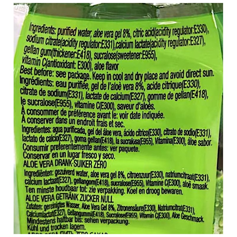 Aloe Vera Drink, 500ml Bottles, Pack of 6, Natural Flavor
