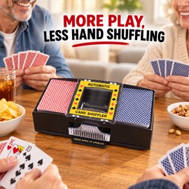 Automatic 2-Deck Card Shuffler, Battery Operated Electric Playing Card Shuffle Machine for Poker and Card Games