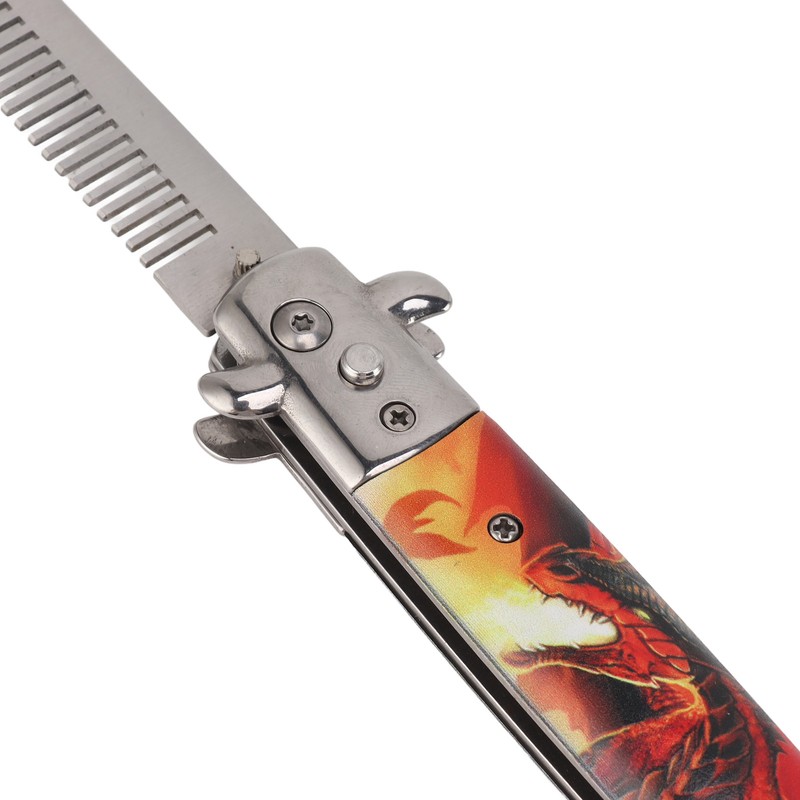 Hairdressing Spring Comb Stainless Steel Folding Portable Switchblade Comb for