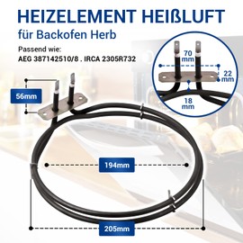 VIOKS Heating Coil Oven 230 V Replacement for AEG 387142510/8 for Privileg Oven Electrolux Cooker - AEG Heating - Privileg Juno Zanker 3871425108 Oven Accessories