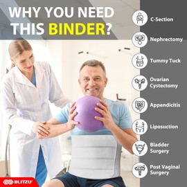 Abdominal Binder for Women & Men Post Surgery Recovery, 12 inch 4 Panel Waist Compression Band, Wrap Support for Bariatric, Belly, Stomach, Postpartum, Hernia, Latex-free, Breathable Fabric XXL