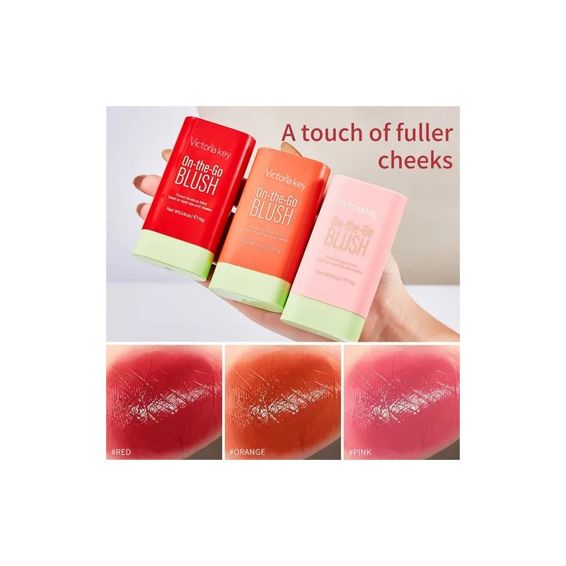 3pcs Maquillaje Colorete En Barra Labios Y Mejillas Natural