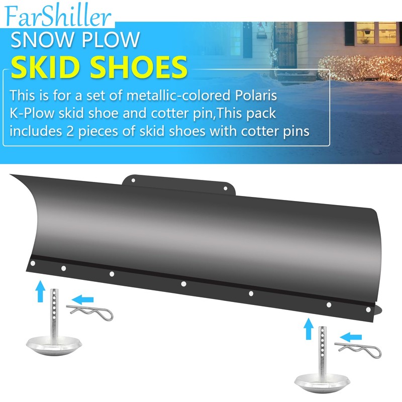 FarShiller 2208864 Snow Plow Skid Shoes Quick Release Adjustable Pin