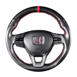 Cubierta de volante de piel perforada de fibra de carbono y napa, color negro mate, para Honda Accord 10th 2018-2021/Honda Insight 2019-2021