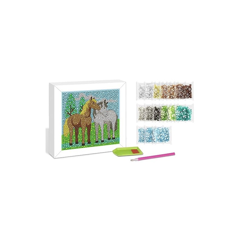 Ursus 43530002F Diamond Painting Picture, Horses, Set with Acrylic Diamonds,