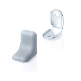 20 x Sossai® Angle Connectors Galvanised Metal with Cover BT2 | Corner Connector/Body Connector/Furniture Connector/Corner Brace | Colour: Grey