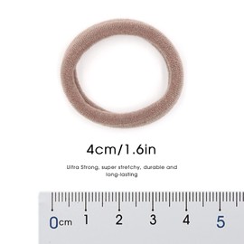 Cintas para el pelo de algodón suave y elástico de 1.5 pulgadas, bandas grandes de tela de nailon, soporte para cola de caballo para cabello grueso y rizado, antideslizante, no daña y sin costuras, 50 unidades (caramelo)
