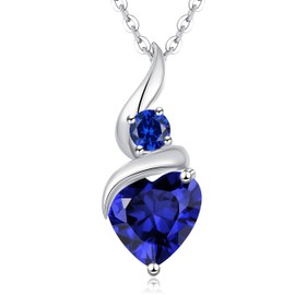 LOUISA SECRET Necklaces for Women 925 Sterling Silver Flame Love Heart Birthstone Pendant Necklaces,Jewellery Gifts for Women/Wife/Her/Mum Anniversary Birthday Mothers Day Christmas Valentines