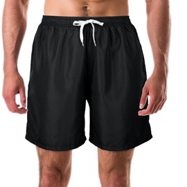 Mens Swim Trunks swimsuit trunks Swim Shorts Swimwear Quick Dry with Mesh Lining and pockets Funny Bathing Suits Black