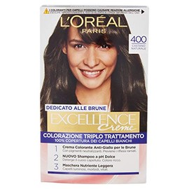 l'OrÃ©al Paris Excellence CrÃ©me Dezente Brune Permanente Haarfarbe, sehr gute Abdeckung fÃ¼r weiÃes Haar, 400 Naturbraun