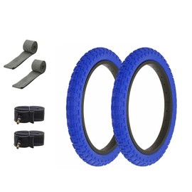 ALTALINE Bicycle 16" x 2.125" All Blue 2 Tires W/Tubes & Rims Strips AL-1143 Comp III Style | (Two Tire) + (Two Standard Tube) + (Two Rim Strip)
