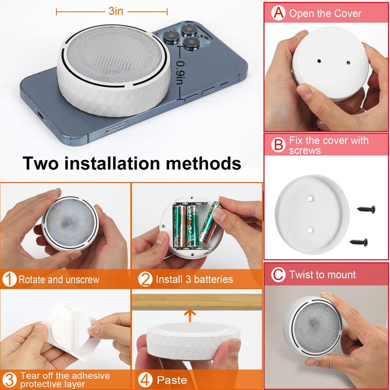 Onumii LED Puck Lights Battery Operated LED Under Cabinet Lighting