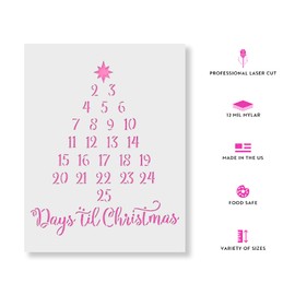 Days Till Christmas Tree Stencil - Christmas Porch Sign, Christmas Stencil Art, Christmas Decor Ideas, Stencils for Christmas
