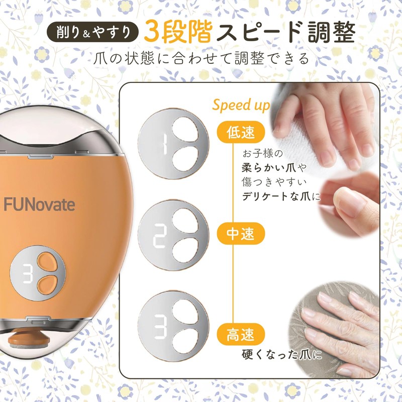Funovate Electric Nail Clipper, Nail Sharpening, Nail Polishing, File, Type-C