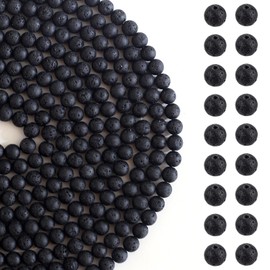 HERZWILD 470Pcs Black Lava Stone Beads 8mm Round Natural Gemstone Beads for Bracelets Necklace Jewelry Making