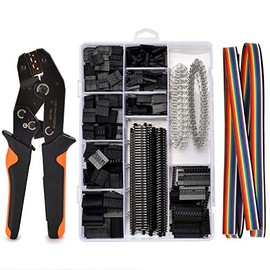 SWANAMB Crimping Tool Kit, AWG23-14 Self-adjustable Ratchet Wire Crimper Plier Set Crimping tools Kit with 1550PCS Male and Female 2.54mm dupont Terminals Crimping Connectors Wire End Ferrules