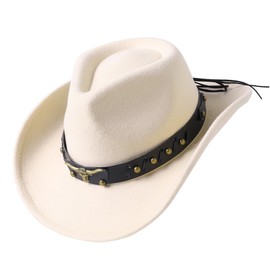 Jastore Western Cowboy Hat for Kids Boy Girl Classic Cowboy Cowgirl Dress Up Hat with Buckle Belt(Beige, 5-12 Years)