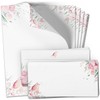 Set of 10 Writing Paper with Envelopes, Pink Flowers Sparrow,