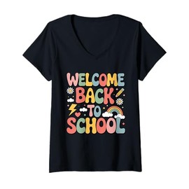 Womens Welcome Back To School First Day of School Teachers Gifts V-Neck T-Shirt