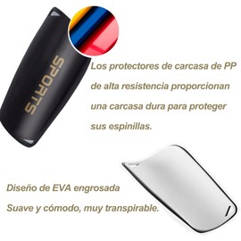 Gyuochun Espinilleras de Futbol para Niños Jóvenes, 2 Pares Espinilleras Deportivas de Fútbol, Espinilleras Futbol con Protección de Cojín EVA, Equipo de Protección de Deportes, Negro y Blanco(M)