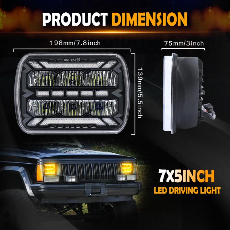 uni-shine 2X DOT 7x6" LED Headlights for Chevy C1500 C2500