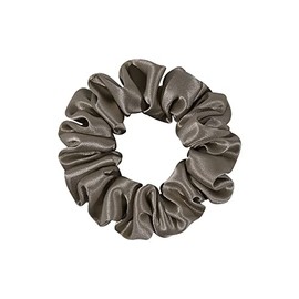 SiL'Amour Silk Hair Rubber Scrunchie Hair Accessories, 22 Momme, 100% Silk, Adult Fashionable, Leaves No Traces, Gentle on Hair, Edge Width 1.2 inches (3 cm) (Deep Gray)