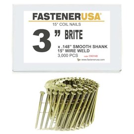 3" x .148 Smooth Brite Coil Nails 15-DEG Wire 3,000ct | CN3148