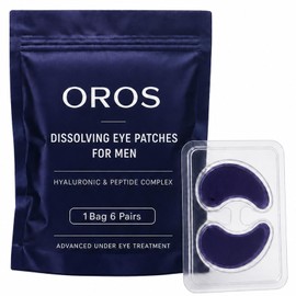 OROS Eye Patches for Men, Hyaluronic Acid & Peptide Complex Under Eye Mask, Hydrating Eye Care Patches for Smoother-Looking Skin, Refreshing Skincare Routine, 6 Pairs (1 Bag 6 Pairs)