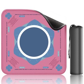 Newoh Mahjong Mat for Table, 32x32 Inch Neoprene Mahjong Table Cover with Rules, Non-Slip & Noise Reduction Portable Gaming Mat for Poker, Board Games, Cards, Tiles & Dominoes (Pink)